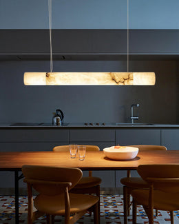 Minimalist Long Cord Ceiling Pendant Alabaster Lighting