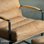 Art Leon Genuine Leather Accent Chair