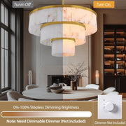 Modern 3-Tier Round Alabaster Chandelier-Gold 34