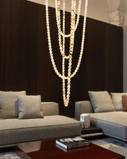 Modern LED Natural Alabaster Globes Beads Hanging Chandelier Indoor Lighting Fixture