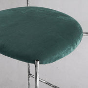 Hand-Forged Metal Green Fabric Bar Stool