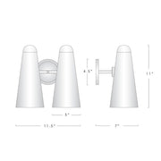 Ola White Ceram Double Shade Wall Sconce