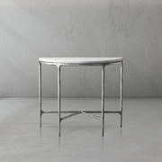 Hand-Forged Metal Semi-Circle Marble Console Table