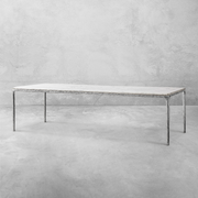 Hand-Forged Metal Marble Rectangular Dining Table