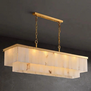 Alabaster Brass Rectangular Chandelier 41.33