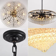 MDEGLYO Modern Amber and Clear Glass Chandelier 14