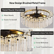 MDEGLYO Modern Amber and Clear Glass Chandelier 14