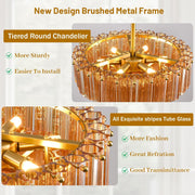 MDEGLYO Modern Amber and Clear Glass Chandelier 14