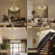 Modern Crystal Farmhouse Wagon Wheel Chandeliers for Dining Room