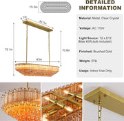 MDEGLYO Modern Amber and Clear Glass Chandelier 14