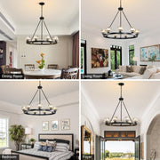 Modern Crystal Farmhouse Wagon Wheel Chandeliers for Dining Room