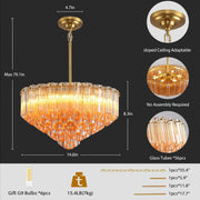 MDEGLYO Modern Amber and Clear Glass Chandelier 14