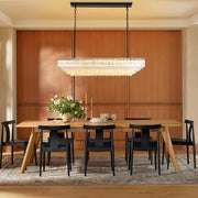 MDEGLYO Modern Amber and Clear Glass Chandelier 14