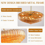 MDEGLYO Modern Amber and Clear Glass Chandelier 14