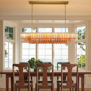 MDEGLYO Modern Amber and Clear Glass Chandelier 14