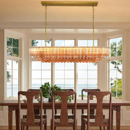 MDEGLYO Modern Amber and Clear Glass Chandelier 14