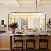 MDEGLYO Modern Amber and Clear Glass Chandelier 14