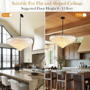 MDEGLYO Modern Amber and Clear Glass Chandelier 14