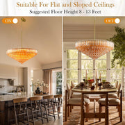 MDEGLYO Modern Amber and Clear Glass Chandelier 14