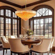 MDEGLYO Modern Amber and Clear Glass Chandelier 14