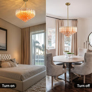 MDEGLYO Modern Amber and Clear Glass Chandelier 14