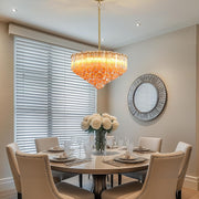 MDEGLYO Modern Amber and Clear Glass Chandelier 14
