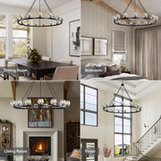 Modern Crystal Farmhouse Wagon Wheel Chandeliers for Dining Room