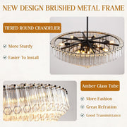 MDEGLYO Modern Amber and Clear Glass Chandelier 14