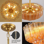 MDEGLYO Modern Amber and Clear Glass Chandelier 14
