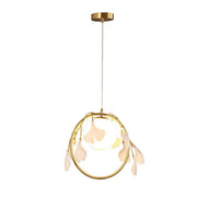 Ceramics Ginkgo Brass Round Branch Chandelier