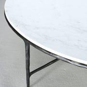 Hand-Forged Metal Marble Round Coffee Table 36