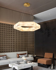 LED Hexagon Marble Pendant Lamp | Double/Triple Ring Design