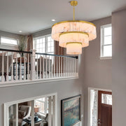 Modern 3-Tier Round Alabaster Chandelier-Gold 34