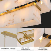 2-Tier Rectangle Alabaster Chandelier 54
