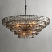 Amor 5-Tier Ghiaccio Glass Pendant Round Chandelier 48
