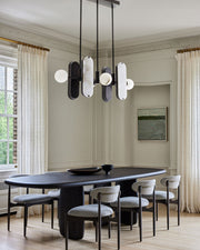 8-Light LED Linear Pendant Lighting in White Alabaster