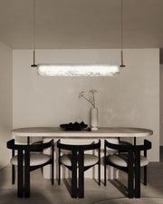 Modern Linear Black Metal Elegant Alabaster Pendant for Living room Lighting