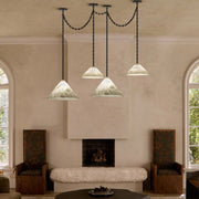 Multi-Head Matte White Alabaster Cone Hanging Kitchen Pendant Light