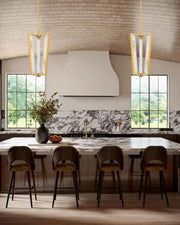 Aged Brass/Black LED Arm Edgemere Cage Collection Linear Pendants Light 16