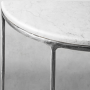 Hand-Forged Metal Semi-Circle Marble Console Table