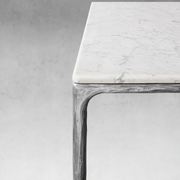 Hand-Forged Metal Marble Rectangular Dining Table
