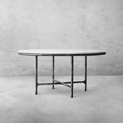 Hand-Forged Metal Marble Round Dining Table