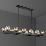 Modern Crystal Rectangle Wagon Wheel Chandeliers