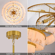 Modern 3-Tier Round Alabaster Chandelier-Gold 34