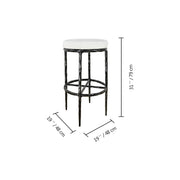 Hand-Forged Metal Backless Fabric Swivel Stool