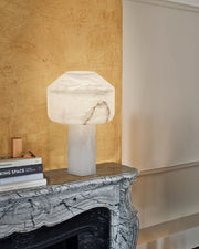 3 Ways Switch Dimmable Conial Alabaster Table Lamp 12in for bedroom