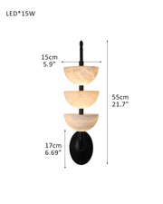 Modern Triple Alabaster Brass Stone Semi-Oval Wall Sconces 6in 15W