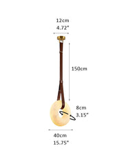 Oval Alabaster LED Large Pendant lamp with adjustable leather, Dia 16/24