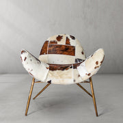 Hand-Forged Metal Milk Coffee Fur Lounge Chair
