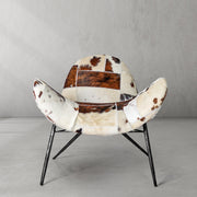 Hand-Forged Metal Milk Coffee Fur Lounge Chair